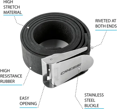 Miniatura 3 de Cressi Elastic Weightbelt for Freediving, Spearfishing with Quick-Release Buckle - Malta: Designed in Italy by Cressi Negro