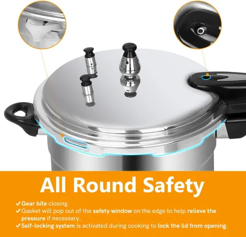 Miniatura 5 de BreeRainz Olla a Presión de 5.3 Cuartos, Envasadora a Presión Compatible con Inducción de 10 PSI con Base Revestida de Acero Inoxidable de Panal