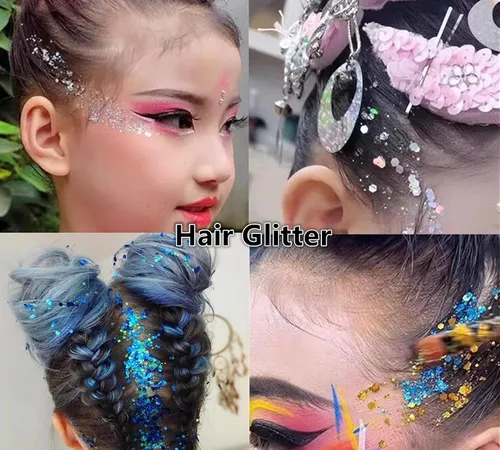 Miniatura 3 de Go Ho Brillantina azul para rostro y cuerpo, pintura facial azul de Halloween, gel brillante de sirena, lentejuelas gruesas holográficas para ojos