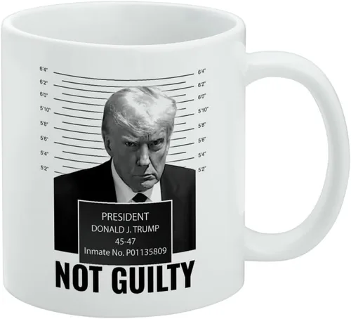 Trump Mugshot Not Guilty - Taza de café de cerámica, tazas de regalo novedosas para café, té y bebidas calientes, 11 onzas, color blanco