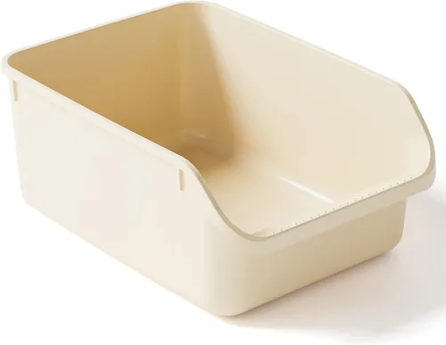 Caja de arena para gatos con lados altos, antisalpicaduras para gatos de interior, cajas de arena para gatos de entrada baja (blanco)