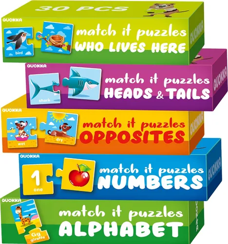 Miniatura 8 de QUOKKA 5X MEGASET Realistic Puzzles for Toddlers 3-5 - Matching Games for Kids Ages 2-4 - Numbers Animals Opposites ABC Learning for Toddlers 1-3