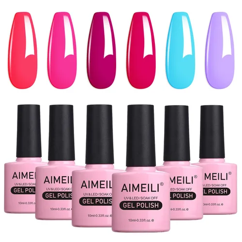 Miniatura 15 de AIMEILI Juego de esmaltes de uñas de gel para el día de San Valentín, esmalte de uñas de gel rosa nude, juego de 6 piezas x 0.3 fl oz - Juego de 31