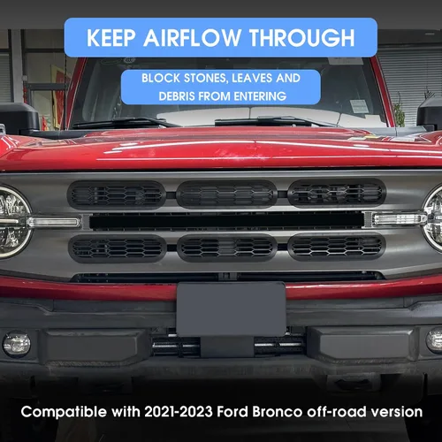 Miniatura 6 de sukemichi Insertos de parrilla de malla frontal para Ford Bronco Big Bend 2021, 2022, 2023, 2024, 2025, 2026, accesorios exteriores de 2 puertas, 4