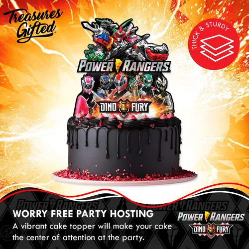 Miniatura 3 de inchTreasures Gifted - Decoración para tartas con licencia oficial de los Power Rangers, suministros para fiesta de cumpleaños de Power Rangers