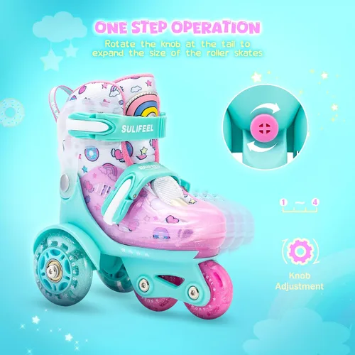 Miniatura 3 de SULIFEEL Patines de Ruedas Ajustables para Niñas Niños Infantiles, Ruedas Divertidas Iluminadas con Luz Flash de Tipo Equilibrio de Tres Puntos