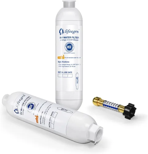 Miniatura 10 de lifeegrn Filtro de agua RV con protector de manguera, filtro de agua en línea, reduce el mal sabor, olores, cloro y sedimentos en agua potable, azul