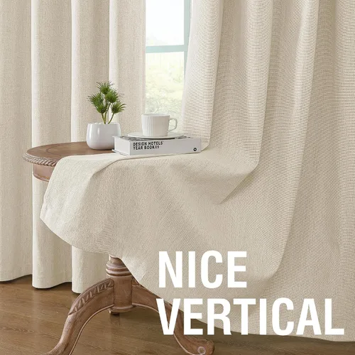 Miniatura 6 de H.VERSAILTEX Cortinas opacas de lino chenilla para dormitorio, térmicamente aisladas, cortinas texturizadas con aspecto de lino con revestimiento