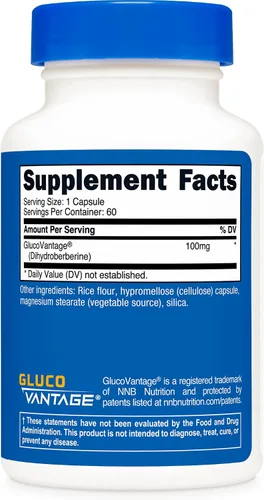 Miniatura 5 de Nutricost Cápsulas de dihidroberberina (100 mg, 60 cápsulas) - Metabolito más biodisponible de berberina