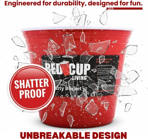 Miniatura 7 de Red Cup Living Cubo de hielo grande para fiestas, enfriador de bebidas aislado de 201 onzas para fiestas, bar y cocina, cerveza de plástico