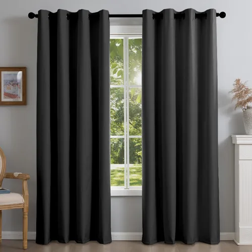 Miniatura 15 de NFPA701 Cortinas estándar ignífugas sin flúor de 63 pulgadas, 2 paneles, cortinas 100% opacas para dormitorio, sala de estar, cortina