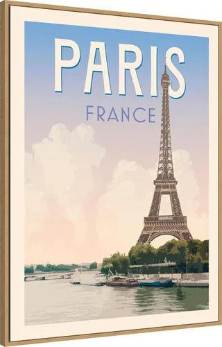 Miniatura 2 de Amanti Art Framed Canvas Wall Art 42x32 Retro Style Travel Poster III by Victoria Barnes, Framed Wall Art Canvas, Cityscapes Artwork, Modern Decor