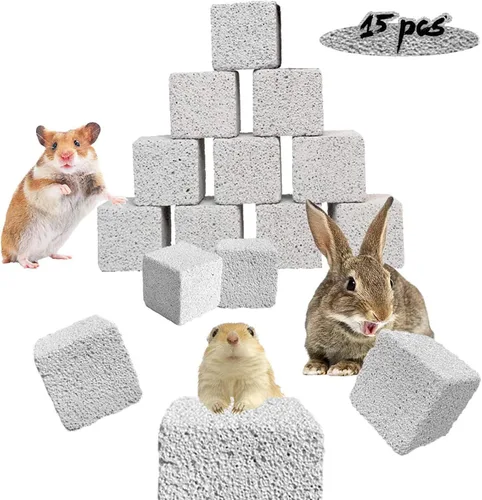 Miniatura 8 de PINVNBY 20 bloques de lava para conejos, bloque de lava de chinchillas, hámster, piedra mineral, animales pequeños, piedras cuadradas de calcio
