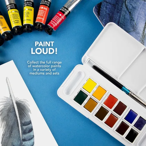 Miniatura 6 de Daler Rowney Aquafine - Juego de viaje de acuarela de 12 piezas, juego de pintura de acuarela para papel de acuarela y más, juego de acuarela