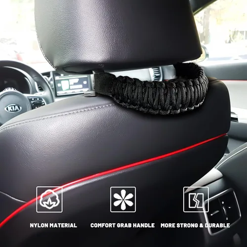 Miniatura 2 de Asas de agarre de paracaídas, mango de agarre para reposacabezas delantero compatible con J-eep Wrangler TJ JK JL JT Land Cruiser FJ Suzuk Ford
