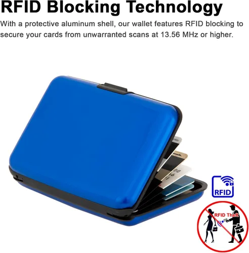 Miniatura 25 de Soporte para tarjetas de crédito, cartera metálica con bloqueo RFID para tarjetas de identificación para mujeres y hombres, funda rígida de aluminio