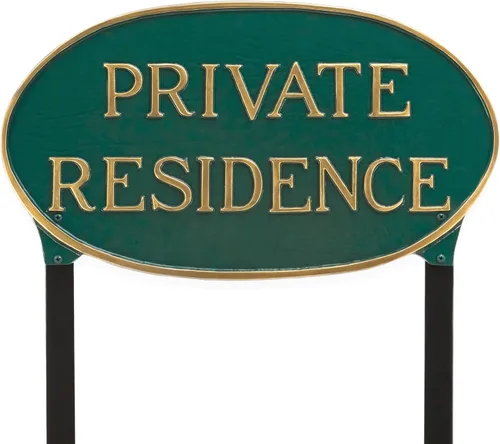 Miniatura 16 de Montague Metal Products Letrero de residencia privada – Placa de metal ovalada blanca y negra con estaca para césped, 8.5 x 13 pulgadas, letrero
