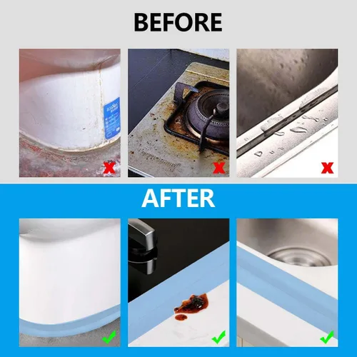 Miniatura 5 de Cinta selladora para calafateo de baño y cocina, cinta adhesiva de PVC para sellar la bañera y las paredes, sellador para azulejos de ducha (azul)