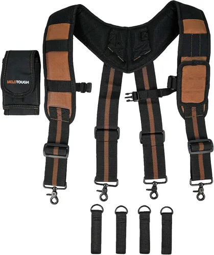Miniatura 15 de MELOTOUGH Tirantes Magnéticos para Cinturón de Herramientas con Pulsera Magnética de Muñeca para Cinturón de Trabajo Tirantes Acolchados de Rojo