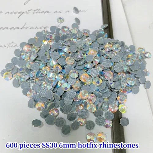 Miniatura 2 de Hotfix - 600 diamantes de imitación de cristal redondos SS30 de 0.236 in con parte trasera plana para manualidades, ropa, zapatos, camisas, tazas