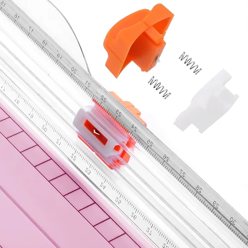 Miniatura 3 de Firbon Cortador de Papel A4 de 12 Pulgadas de Titanio Recto Recortador de Papel con Regla Lateral para Álbumes de Recortes, Manualidades, Papel, Rosa