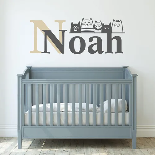 Miniatura 18 de Calcomanías de pared personalizadas con nombre de bebé en un bonito marco con ramas y hojas, calcomanías para paredes con nombre personalizado