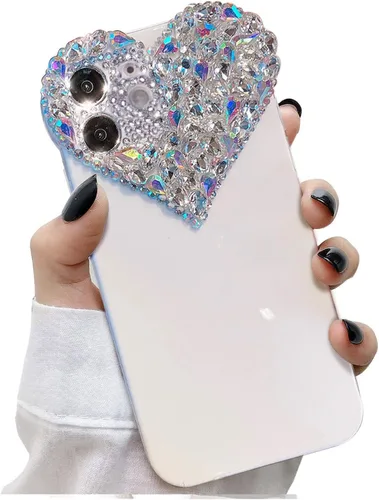 Miniatura 7 de Bonita funda para iPhone 11 con purpurina 3D para mujeres y niñas, bonita funda transparente con diamantes de imitación y diamantes de imitación
