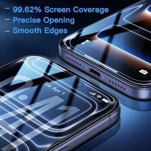 Miniatura 6 de Uyiton Protector de pantalla compatible con iPhone 17 Pro (antiluz azul), fácil de instalar, cobertura completa inastillable, compatible con fundas