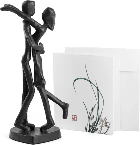 Miniatura 9 de Regalo de escultura de hierro para 6º aniversario, estatua romántica de pareja para ella, decoración de metal negro hecha a mano, boda, San