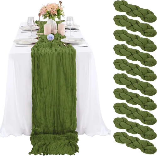 Miniatura 48 de 10 piezas de camino de mesa de estopilla en azul bebé 10 pies, camino de mesa de gasa para recepción de boda, despedida de soltera, fiesta
