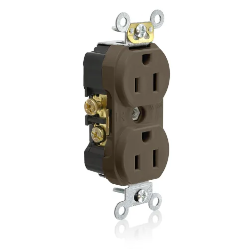 Miniatura 4 de Leviton Receptáculo dúplex resistente, 15 amperios, 125 voltios, cable lateral, grado de especificaciones comerciales, sin abrazaderas, Negro