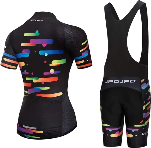 Miniatura 9 de Camiseta de ciclismo para mujer, manga corta y pantalones cortos de ciclismo acolchados para verano