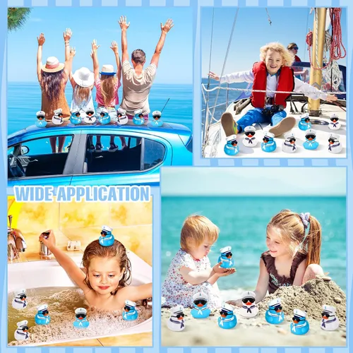 Miniatura 5 de Shappy Juego de 24 patos de crucero a granel con lentes de sol, 2 x 1.9 x 2.4 pulgadas, mini patos de goma de vela, juguete de barco de verano