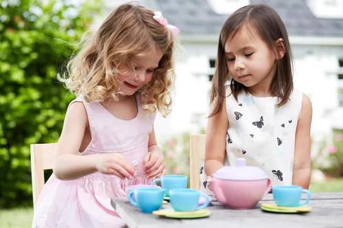 Miniatura 2 de Green Toys Juego de té, rosa 4C, juego de 17 piezas, habilidades motoras, lenguaje y comunicación para niños. Sin BPA, ftalatos, PVC, apto