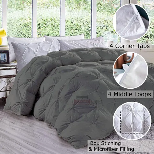 Miniatura 3 de eBeddy Linens Edredón alternativo plisado para todas las estaciones Edredón de microfibra tamaño King de 132 x 120 pulgadas, 1 edredón de Pintuck