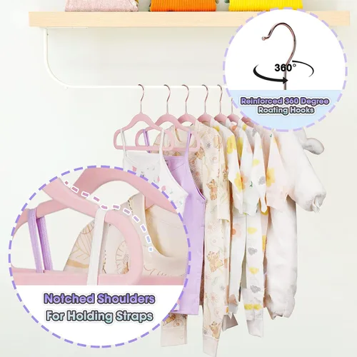 Miniatura 2 de Perchas de terciopelo para bebé, paquete de 50 unidades, 11.4 pulgadas, perchas antideslizantes para ropa de bebé, perchas resistentes para bebés