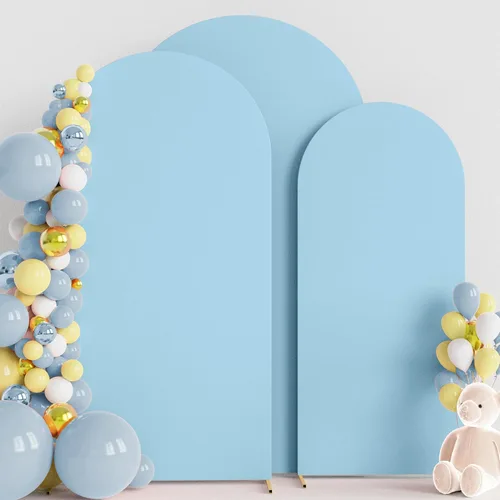 Miniatura 20 de Wokceer Juego de 3 fundas de arco de boda de elastano ajustadas para arco de boda para parte superior redonda, soporte de arco de Chiara para Beige
