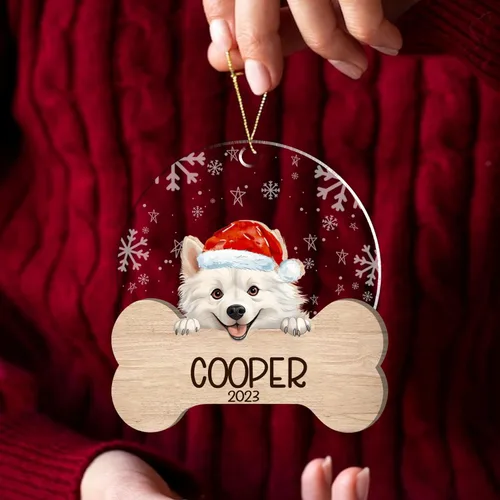 Miniatura 113 de Nazenti American Pit Bull Terrier Adorno de Navidad, adorno de perro fotográfico, adorno de perro personalizado, adornos de fotos de madera