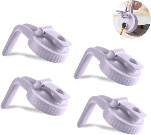 Miniatura 26 de Paquete de 2 tapas para frascos Mason de boca ancha en forma de V con asa, tapa con pico vertedor para frasco Mason con tapa abatible extendida, Rosa