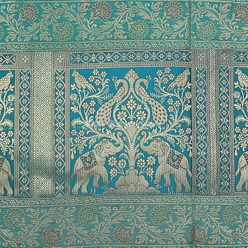 Miniatura 7 de Brocade - Camino de mesa de café jacquard verde oscuro, rectangular, bohemio, tradicional, decoración de sala de estar, elefante pavo real, mantel