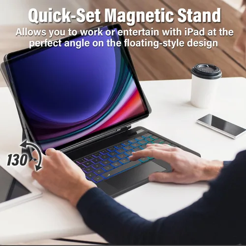 Miniatura 5 de Touchpad - Funda de teclado mágico para Samsung Galaxy Tab S10 Lite/S10 FE/S9 FE 5G 10.9 pulgadas/Tab S9 S8 S711 pulgadas, cubierta magnética