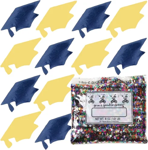 Miniatura 33 de Confetti Grad Cap Negro, Azul Marino Combo - 2 bolsas de media onza (1 oz)