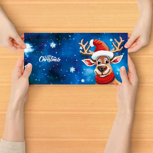 Miniatura 8 de LUSandy 8 paquetes de tarjetas de Navidad con pintura de diamante 5D para adultos, gnomos de Navidad, tarjetas de felicitación de arte de Papá Noel