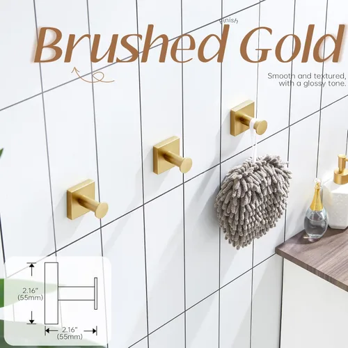 Miniatura 7 de KOKOSIRI Ganchos para Toallas de Baño para Pared de Ducha, Colgadores de Toallas, Ganchos para Bata de Baño para Puerta, Cocina, Armario, Acero Oro