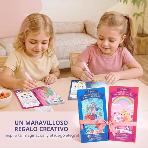 Miniatura 9 de JoyCat Paquete de 2 libros de pintura de bolsillo con agua para colorear para niños, juego de juguetes de actividades de arte y manualidades, kit