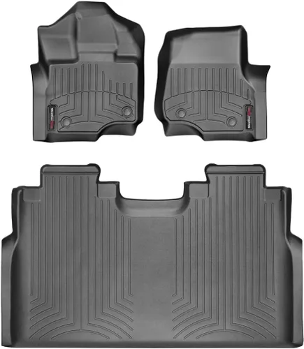 WeatherTech Revestimientos de suelo personalizados para Ford F-150 Lightning, F-150, F-150 Raptor - 1ª y 2ª fila (44697-1-2), negro