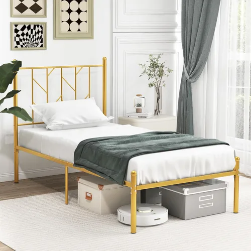Miniatura 12 de Giantex Base de cama de metal negro con cabecera de estilo victoriano, base de cama de plataforma de 12.5 pulgadas con soporte de 14 listones