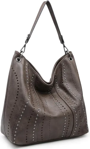 Miniatura 9 de VONMAY Monederos para mujer, bolsos de cuero vegano, grandes tachuelas para damas, bolsas hobo, bolso de mano, bolso de hombro