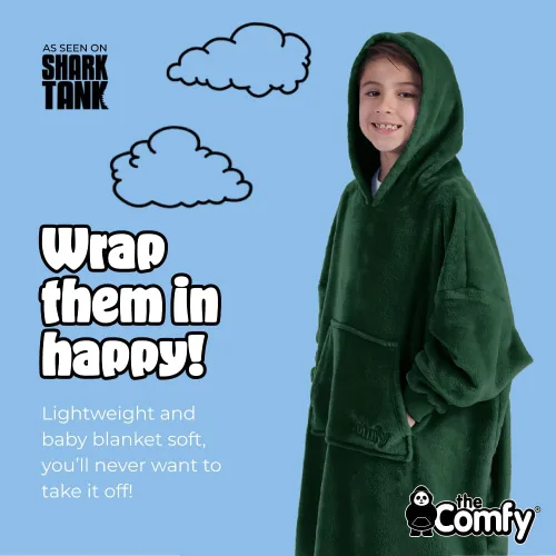 Miniatura 3 de THE COMFY Dream Jr para niños Manta portátil de forro polar de microfibra ligera con capucha y bolsillo Visto en Shark Tank