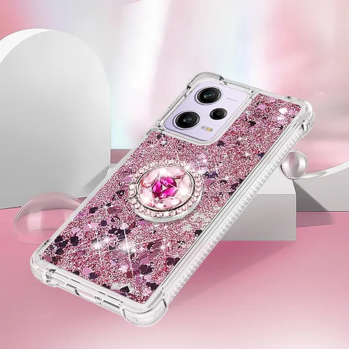 Miniatura 5 de CCSmall Funda transparente con purpurina para Xiaomi Redmi Note 12 Pro 5G, cubierta brillante de arena movediza líquida con soporte de anillo